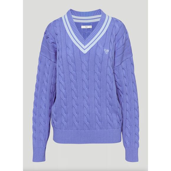 TNA x ARITZIA Clay Sweater Cable Knit Playful Purple Pastel Blue Sz S {A27} - Picture 1 of 5